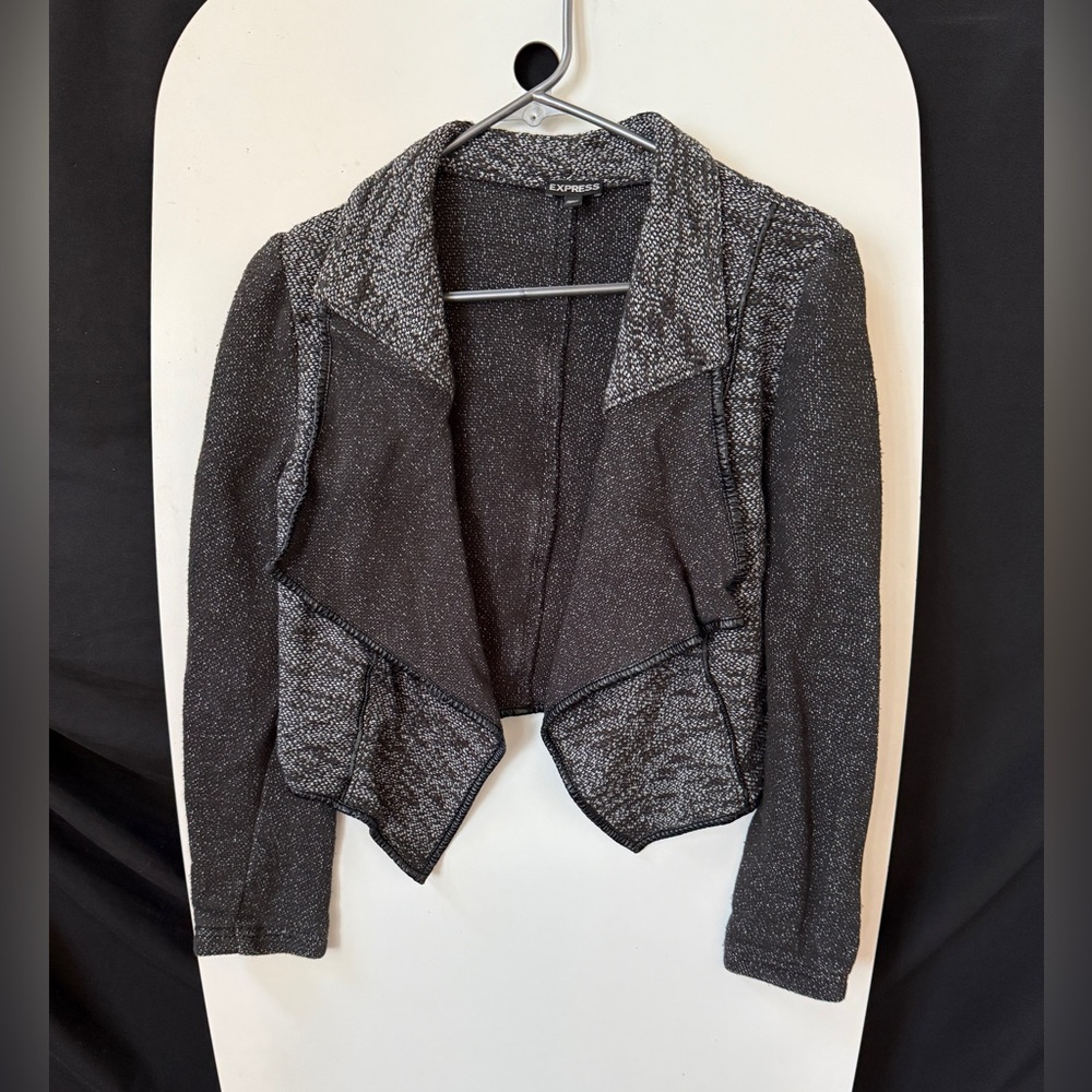 Express Gray and Black Open Blazer